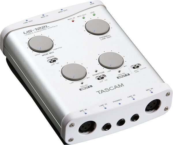 TASCAM US122L USB 2.0 Audio/MIDI Interface, Left Angle