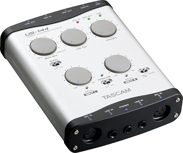 TASCAM US144 USB 2.0 Audio/MIDI Interface, Left Angle