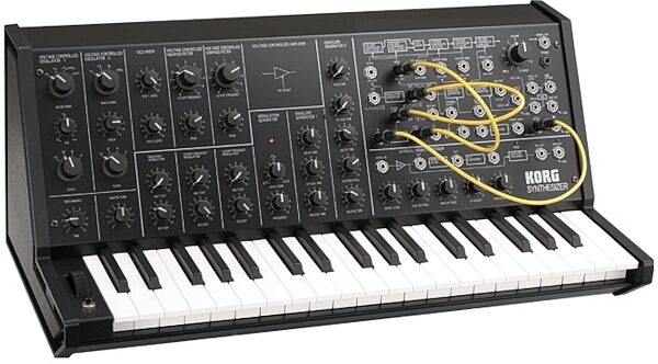 Korg MS-20 Mini Analog Monophonic Synthesizer Keyboard, 37-Key, Black, Angle