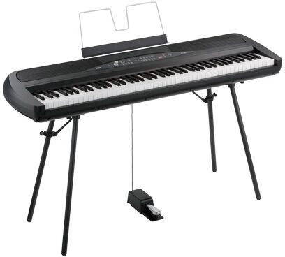 Korg SP-280 Digital Piano with Stand, 88-Key, Black, Black on Stand
