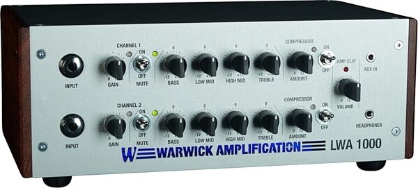 Warwick LWA1000 Bass Amplifier Head, Silver - Left