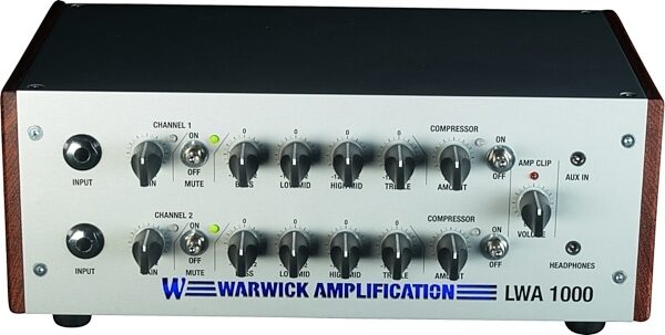Warwick LWA1000 Bass Amplifier Head, Silver - Top