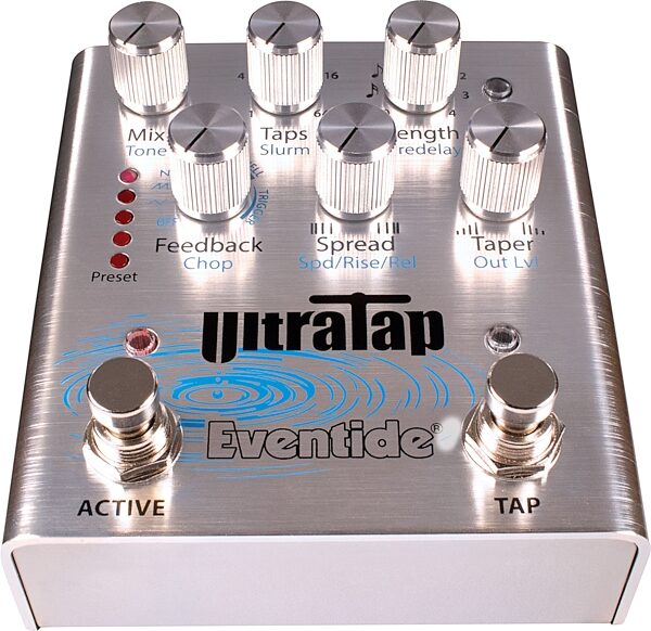 Eventide UltraTap Delay Reverb and Modulation Pedal, Angled Front