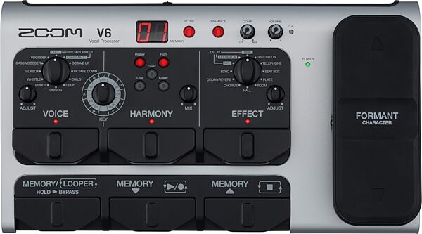 Zoom V6 Vocal Effects Processor and Looper Pedal, Top
