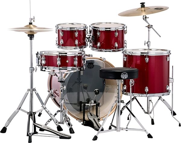 Mapex Venus Complete 5-Piece Drumset, Crimson Red Sparkle, Action Position Back