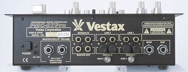 Vestax PMC07PRO 2-Channel Hip Hop/Scratch Mixer, Rear