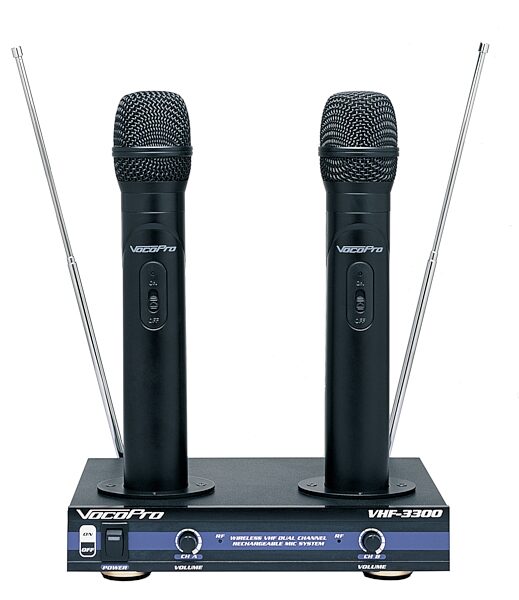 VocoPro VHF-3300 Dual Rechargeable Handheld Wireless Microphone System, (180.20 - 204.80 MHz), Blemished, Main