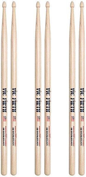 Vic Firth American Classic DoubleGlaze Drumsticks, 5A, Wood Tip, 3 Pairs, pack