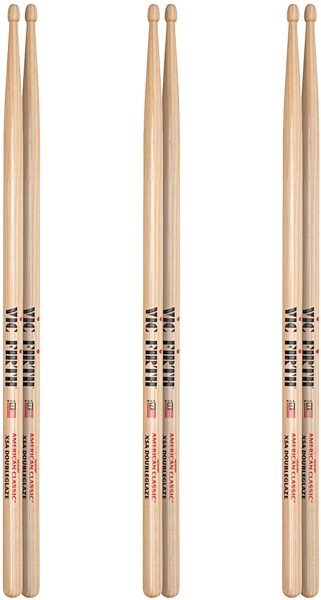Vic Firth American Classic 5A Drumsticks, Natural, Wood Tip, 3 Pairs, pack