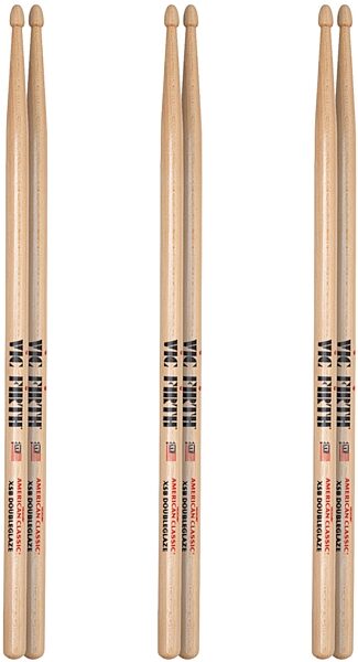 Vic Firth American Classic 5B Drumsticks, Natural, Nylon Tip, 3 Pairs, pack