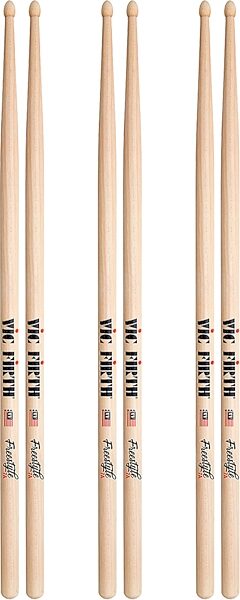 Vic Firth American Concept Freestyle Drumsticks, Wood-Tip, 5A, 3-Pack, pack