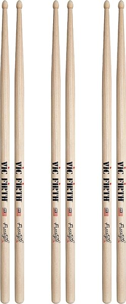 Vic Firth American Concept Freestyle 7A Wood Drumsticks, Wood-Tip, 7A, 3-Pack, pack