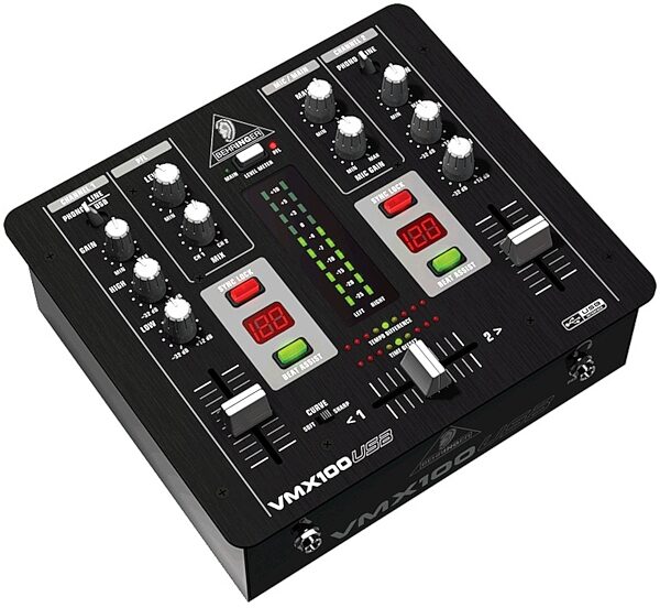 Behringer VMX100USB Pro 2-Channel DJ Mixer with USB, Left