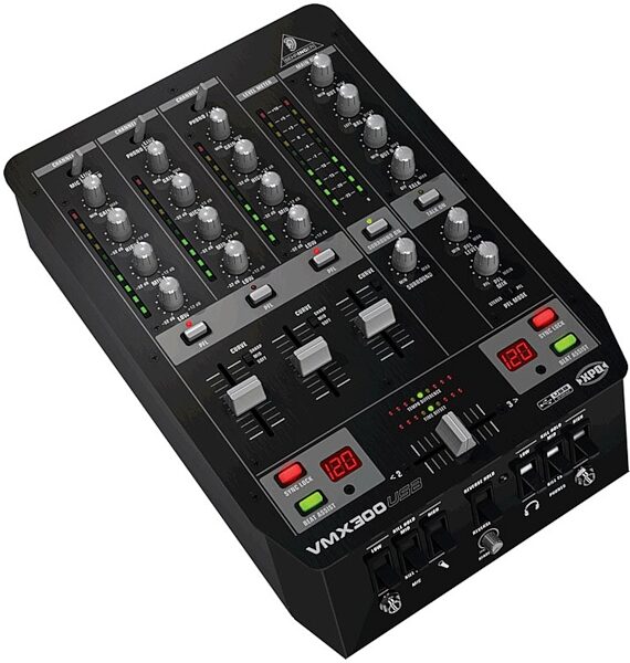 Behringer VMX300USB Pro 3-Channel DJ Mixer with USB Audio Interface, Left
