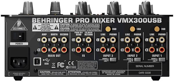 Behringer VMX300USB Pro 3-Channel DJ Mixer with USB Audio Interface, Right