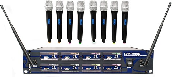 VocoPro UHF-8800 Pack 10-Channel Wireless Microphone System (with Gig Bag), New, Action Position Back