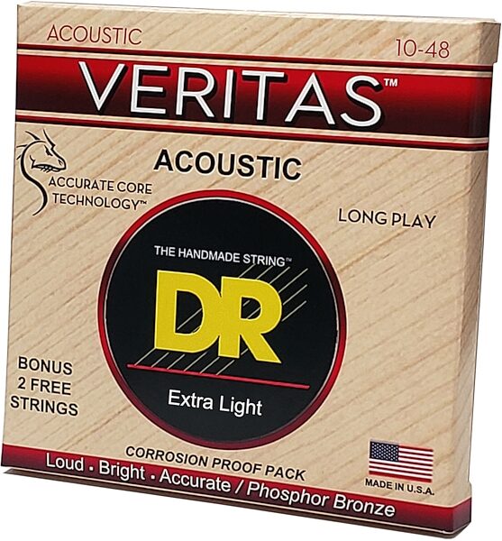 DR Strings Veritas Coated Core Technology Acoustic Guitar Strings, Extra Light, 10-48, view