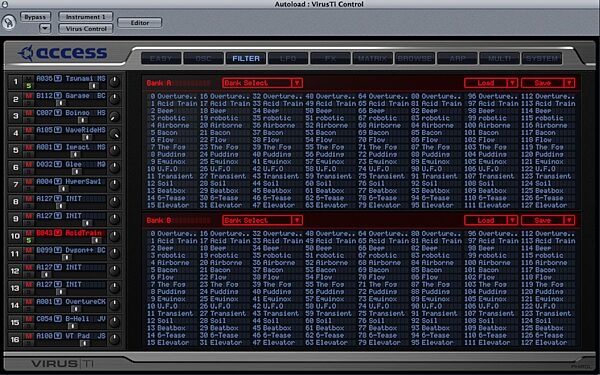 Access Virus TI Desktop Integrated Modeling Synth, Browser Control