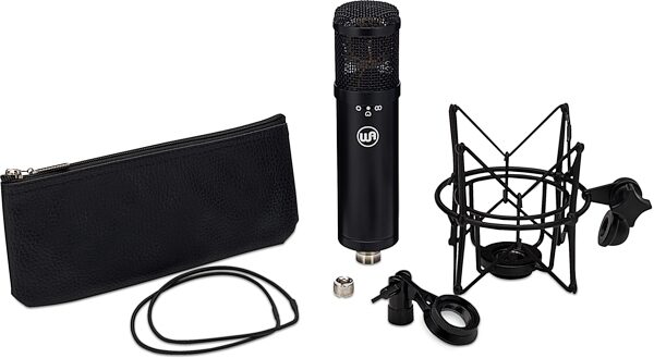 Warm Audio WA-47JR Large-Diaphragm Condenser Microphone, Black, Main with all components Front