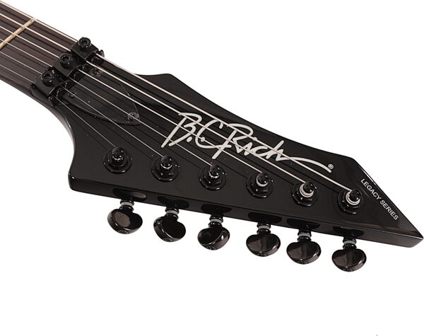 B.C. Rich Warlock Legacy Floyd Rose Electric Guitar, Black Crackle, Action Position Back