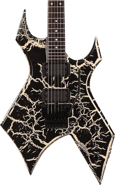 B.C. Rich Warlock Legacy Floyd Rose Electric Guitar, Black Crackle, Action Position Back