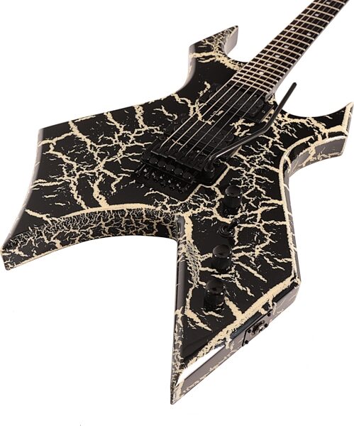 B.C. Rich Warlock Legacy Floyd Rose Electric Guitar, Black Crackle, Action Position Back