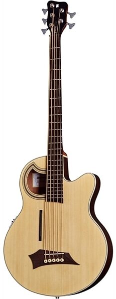 Warwick RockBass Alien Deluxe Thinline Hybrid Acoustic-Electric Bass, 5-String (with Gig Bag), Side