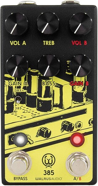 Walrus Audio 385 MkII Overdrive Pedal, Yellow, Action Position Back