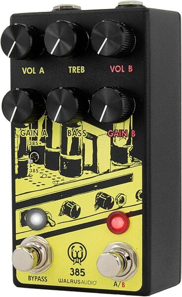 Walrus Audio 385 MkII Overdrive Pedal, Yellow, Action Position Back