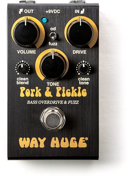 Way Huge Pork & Pickle Bass Overdrive & Fuzz Pedal, New, Action Position Back