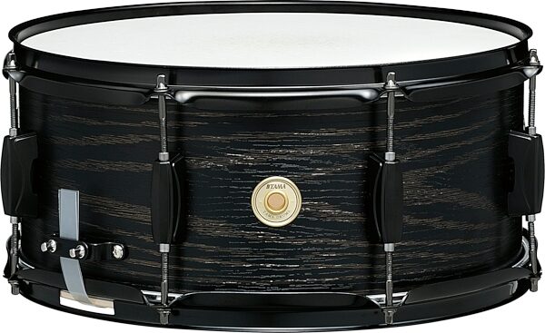 Tama Woodworks Snare Drum, Black on Black Oak, 6.5x14&quot;, Action Position Back