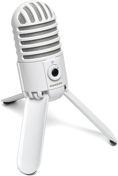 Samson Meteor USB Microphone, White, Angled Front