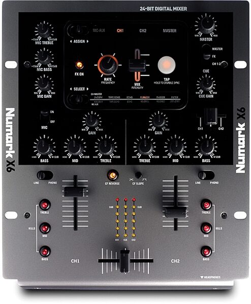 Numark X6 2-Channel Tabletop DJ Mixer with FX, Top