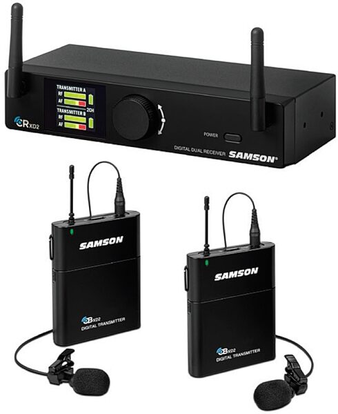 Samson Concert XD2 Presentation Dual-Channel Wireless Lavalier System, New, Action Position Back