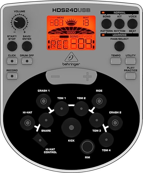 Behringer XD80USB Electronic Drum Set, 8-Piece, Module Top