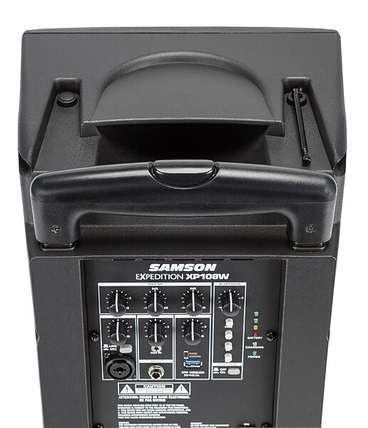 Samson Expedition XP108w Rechargeable Portable PA System with Handheld Wireless Microphone, Top View