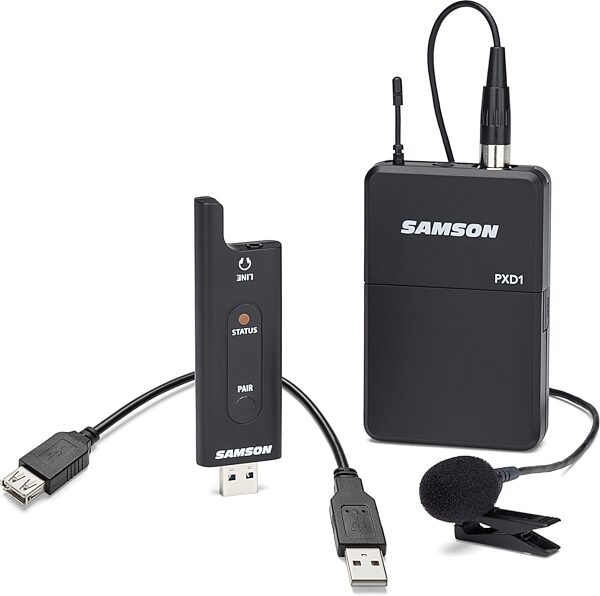 Samson XPD2 LM8 USB Digital Wireless Lavalier Microphone System, New, Action Position Front