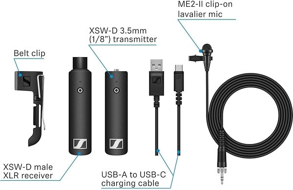 Sennheiser XSW-D Lavalier Set Digital Wireless Microphone System, New, Diagram