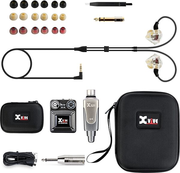 Xvive U4T9 Digital Wireless In-Ear Monitor System with T9 Earphones, New, Package Contents