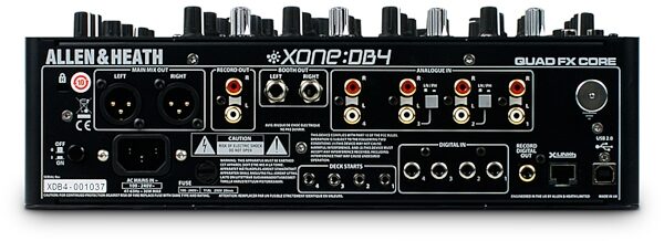 Allen and Heath Xone DB4 Digital DJ Mixer with FX (4-Channel), Back