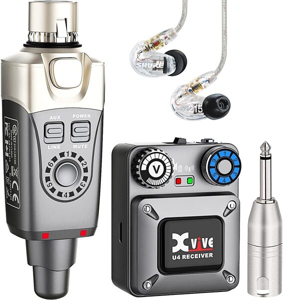 Xvive U4 Digital Wireless In-Ear Monitor System, With SE215-CL Earphones (Clear), Main