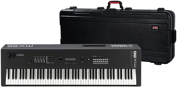 Yamaha MX88 Keyboard Synthesizer, 88-Key, Black, Bundle with Case, yamaha
