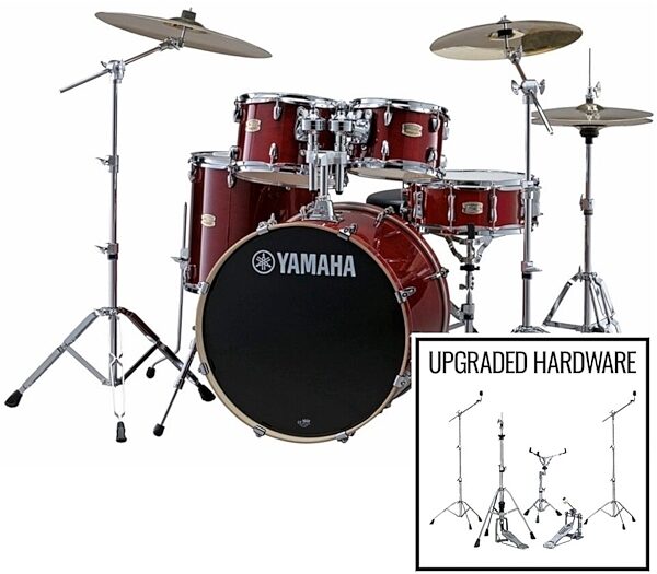 Yamaha SBP2F50 Stage Custom Drum Shell Kit, 5-Piece, Cranberry Red, with Hardware Pack, ve