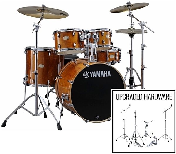 Yamaha SBP2F50 Stage Custom Drum Shell Kit, 5-Piece, Honey Amber, with Hardware Pack, ve