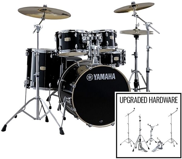 Yamaha SBP2F50 Stage Custom Drum Shell Kit, 5-Piece, Raven Black, with Hardware Pack, ve