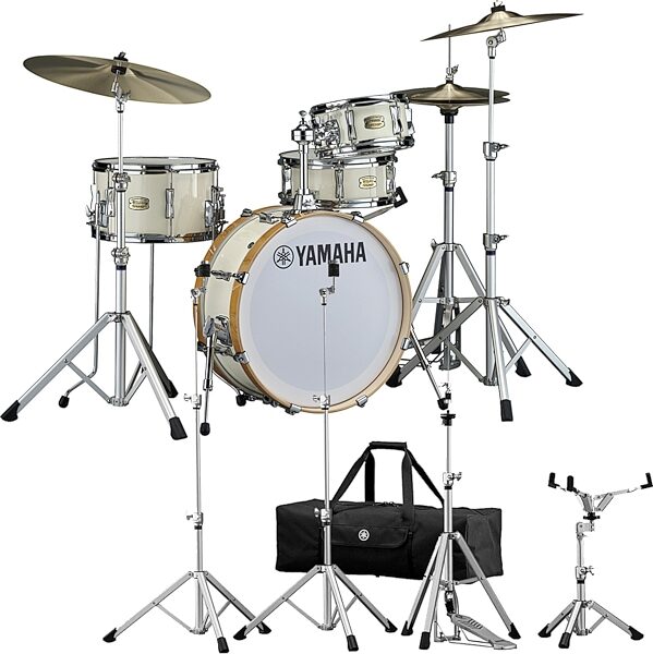 Yamaha Stage Custom Hip Drum Shell Kit, 4-Piece, Classic White, with HW3 Hardware, pack