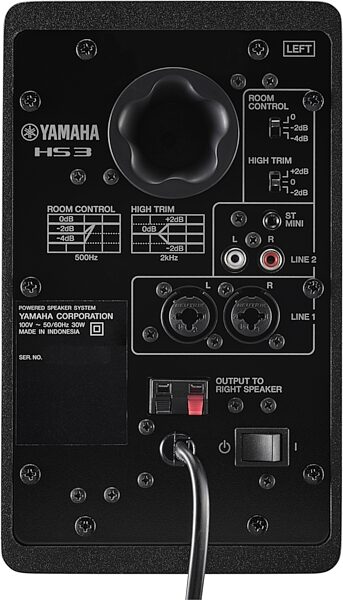 Yamaha HS3 Powered Studio Monitor, Black, Pair, Action Position Back