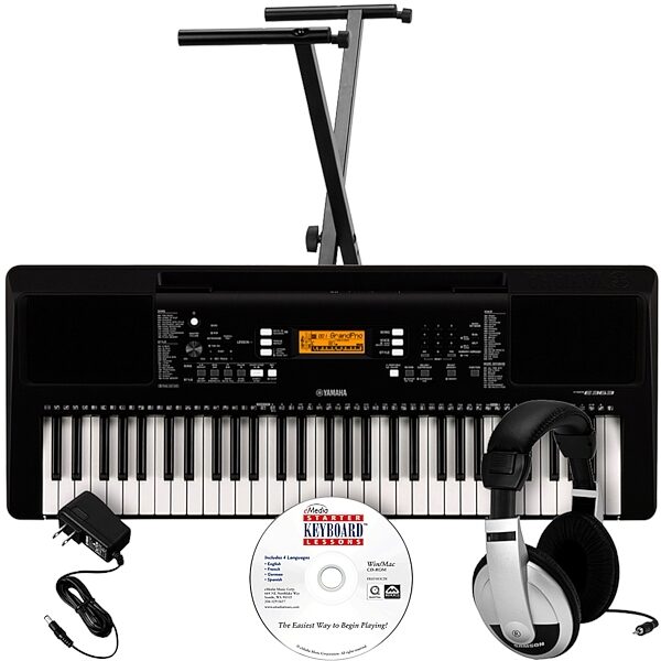 Yamaha PSR-E363 Portable Keyboard, eMedia Pack with YXKS Stand
