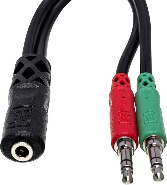 Hosa Headset/Mic Breakout Cable, 3.5 mm TRRSF to Dual 3.5 mm TRS, New, Action Position Back