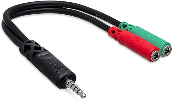 Hosa Headset/Mic Breakout Cable, 3.5 mm TRRS to Dual 3.5 mm TRSF, New, Main